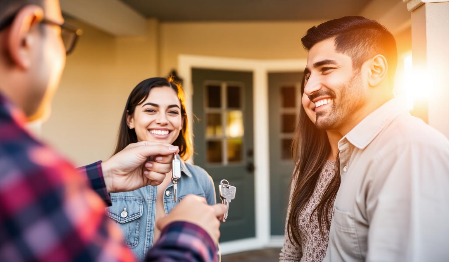 Young Texas couple receiving keys to their first home